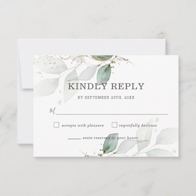 Rustikales Grünes Blätter Botanische Hochzeit RSVP Karte (Vorderseite)