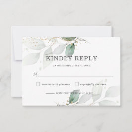 Rustikales Grünes Blätter Botanische Hochzeit RSVP Karte