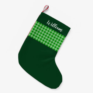 Rustikales grünes Buffalo Kariert Personalisiert Kleiner Weihnachtsstrumpf