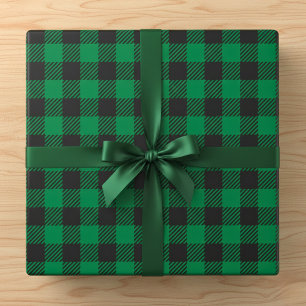 Rustikales Grünes Büffel-Karo Geschenkpapier