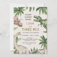 Rustikales grünes Dinosaurier Drei Rex Geburtstag