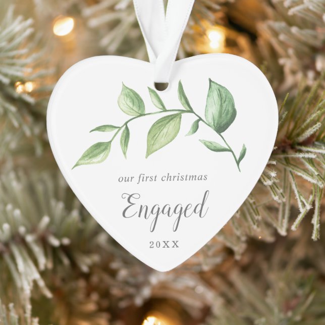 Rustikales Grünes Foto Unser erstes Weihnachtsfest Ornament (Baum)