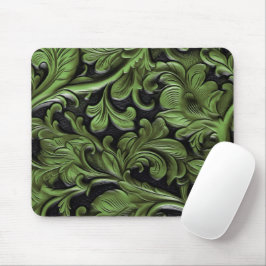 Rüstikales grünes getriebenes Leder Mousepad