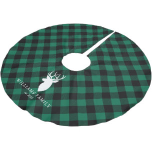Rustikales grünes kariertes polyester weihnachtsbaumdecke