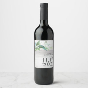 Rustikales grünes Leaf Hochzeitwein Weinkennzeiche Weinetikett