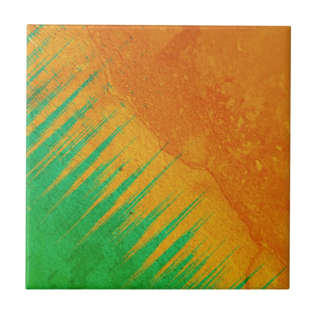 Rustikales grünes Orange Fliese (Vorderseite)