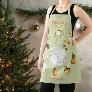 Rustikales Grünes Weihnachtsgeschenk Lebensmittelg Schürze