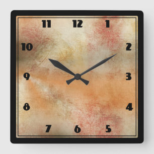 Rustikales Grunge Abstract Design in Herbstfarben Quadratische Wanduhr