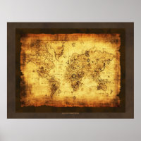 Rustikales Grunge Old World Map Poster (groß)