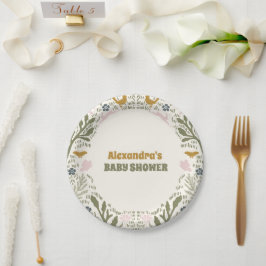 Rustikales Grünholz Fern Baby Dusche Pappteller
