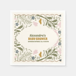 Rustikales Grünholz Fern Baby Dusche Serviette