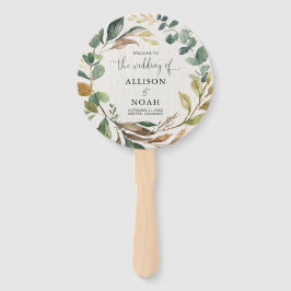 Rustikales Grünpflanzen botanisches Hochzeitsprogr Fächer