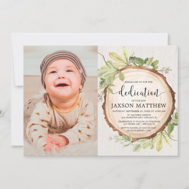 Rustikales Grünwald widmet Foto Einladung (Vorderseite)