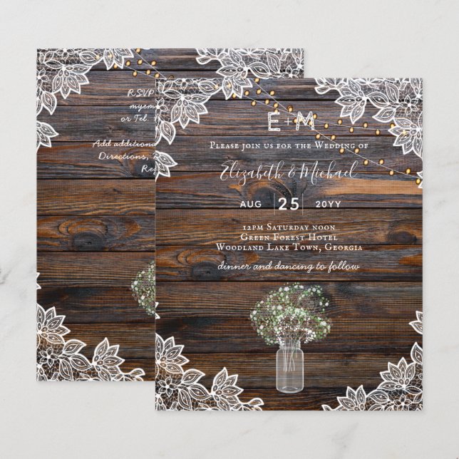 Rustikales Gypsophila WOODLAND WEDING BUDGET laden (Vorne/Hinten)