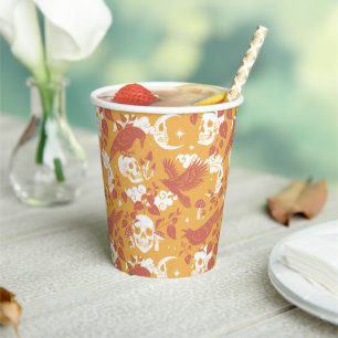 Rustikales Halloween-Musterpapier Pappbecher