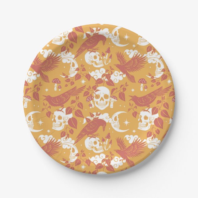Rustikales Halloween-Musterpapier-Teller Pappteller (Vorderseite)