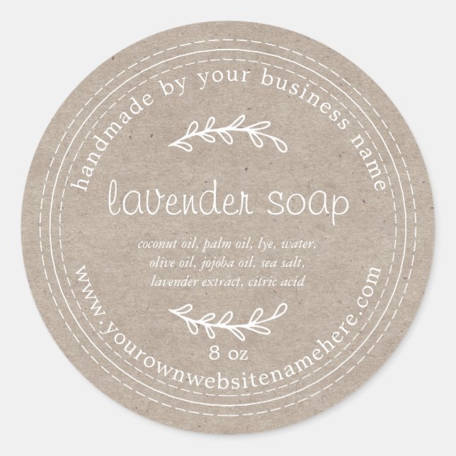 Rustikales, handgefertigtes Lavendel-Seifenpapier Runder Aufkleber (Vorderseite)