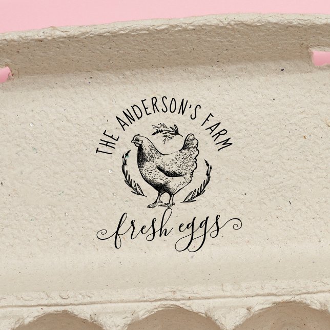 Rustikales, handgezeichnet Familienhaus Hen Fresh  Gummistempel (Von Creator hochgeladen)