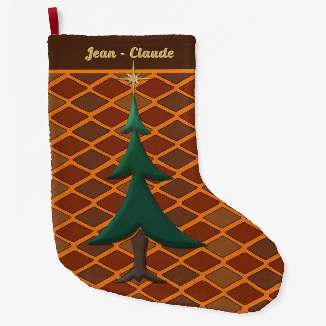 Rustikales Harlequin und Pine Personalisiert Großer Weihnachtsstrumpf (Vorderseite)