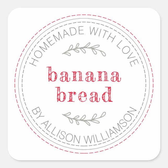 Rustikales, hausgemachtes Bananenbrot Quadratischer Aufkleber (Vorderseite)