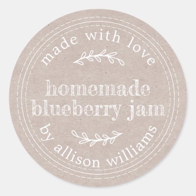 Rustikales, hausgemachtes Blueberry Jam Canning Kr Runder Aufkleber (Vorderseite)