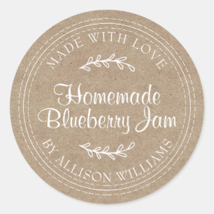 Rustikales, hausgemachtes Blueberry Jam Canning Kr Runder Aufkleber