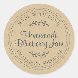 Rustikales, hausgemachtes Blueberry Jam Canning Kr Runder Aufkleber