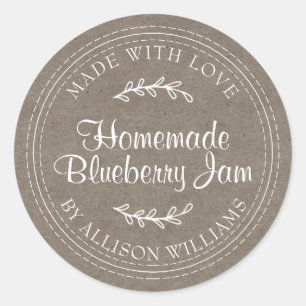 Rustikales, hausgemachtes Blueberry Jam Canning Kr Runder Aufkleber