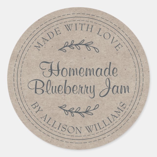 Rustikales, hausgemachtes Blueberry Jam Canning Kr Runder Aufkleber (Vorderseite)