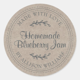 Rustikales, hausgemachtes Blueberry Jam Canning Kr Runder Aufkleber