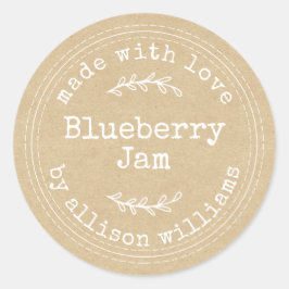 Rustikales hausgemachtes Blueberry Jam Kraft Papie Runder Aufkleber