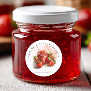 Rustikales, hausgemachtes Erdbeermark Jam Jar Cann Runder Aufkleber