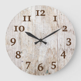 Rustikales, hellbraunes, gewittertes Holz Große Wanduhr
