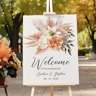 Rustikales Herbst-Blumen-Hochzeits-Willkommensschi Poster