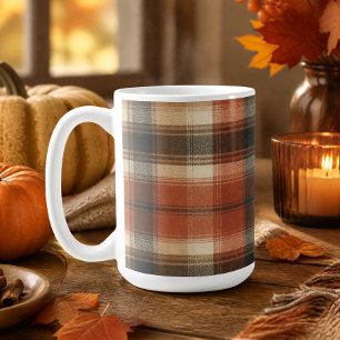 Rustikales Herbst-Classic-Plaid Rust Creme Schwarz Kaffeetasse