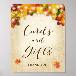 Rustikales Herbst-Leaves Burlap Cards & Gifts Zeic Poster