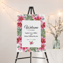 Rustikales Herbst-Lilien-Blumen-Hochzeits-Willkomm