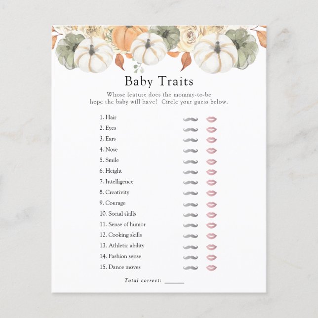 Rustikales Herbst Pumpkin Baby Tracks Duschspiel (Vorderseite)