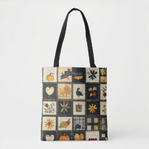 Rustikales Herbst-Quilmuster   Bauernhaus Patchwor Tasche