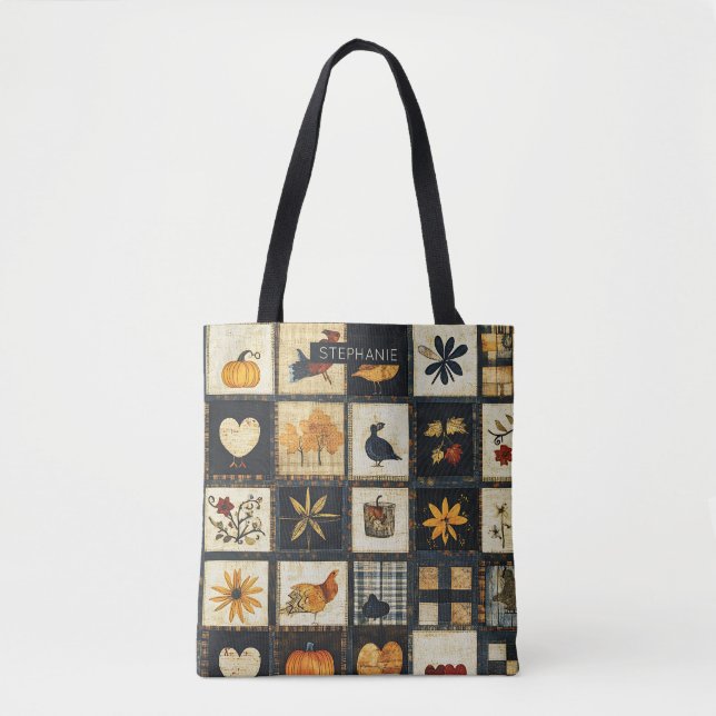 Rustikales Herbst-Quilmuster | Bauernhaus Patchwor Tasche (Vorderseite)