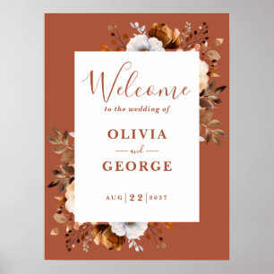 Rustikales Herbst-Terrakotta-Floral-Hochzeits-Will Poster