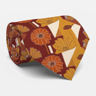 Rustikales Herbstblumen-Geometrisches Muster (1) Krawatte