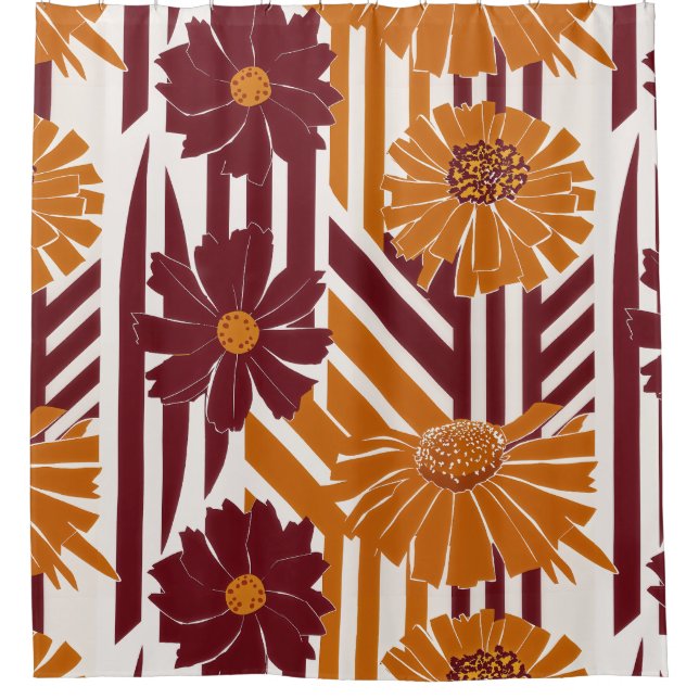 Rustikales Herbstblumen-Geometrisches Muster (2) Duschvorhang (Vorderseite)