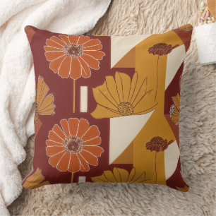 Rustikales Herbstblumen-Geometrisches Muster Kissen