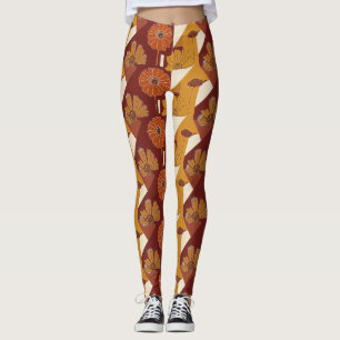 Rustikales Herbstblumen-Geometrisches Muster Leggings