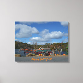 Rustikales Herbstdisplay | Glücklicher Fall Ya'll  Leinwanddruck