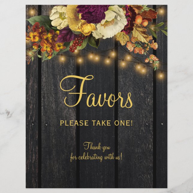 Rustikales Herbstgeburtsholzzeichen für Hochzeit i (Vorderseite)