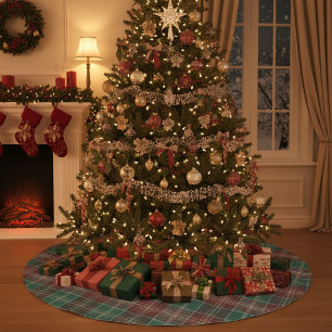 Rustikales Herbstkaromuster Polyester Weihnachtsbaumdecke