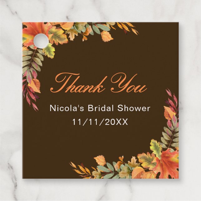 Rustikales Herbstlaub Brautparty Geschenkanhänger (Vorderseite)