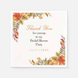 Rustikales Herbstlaub Brautparty Serviette